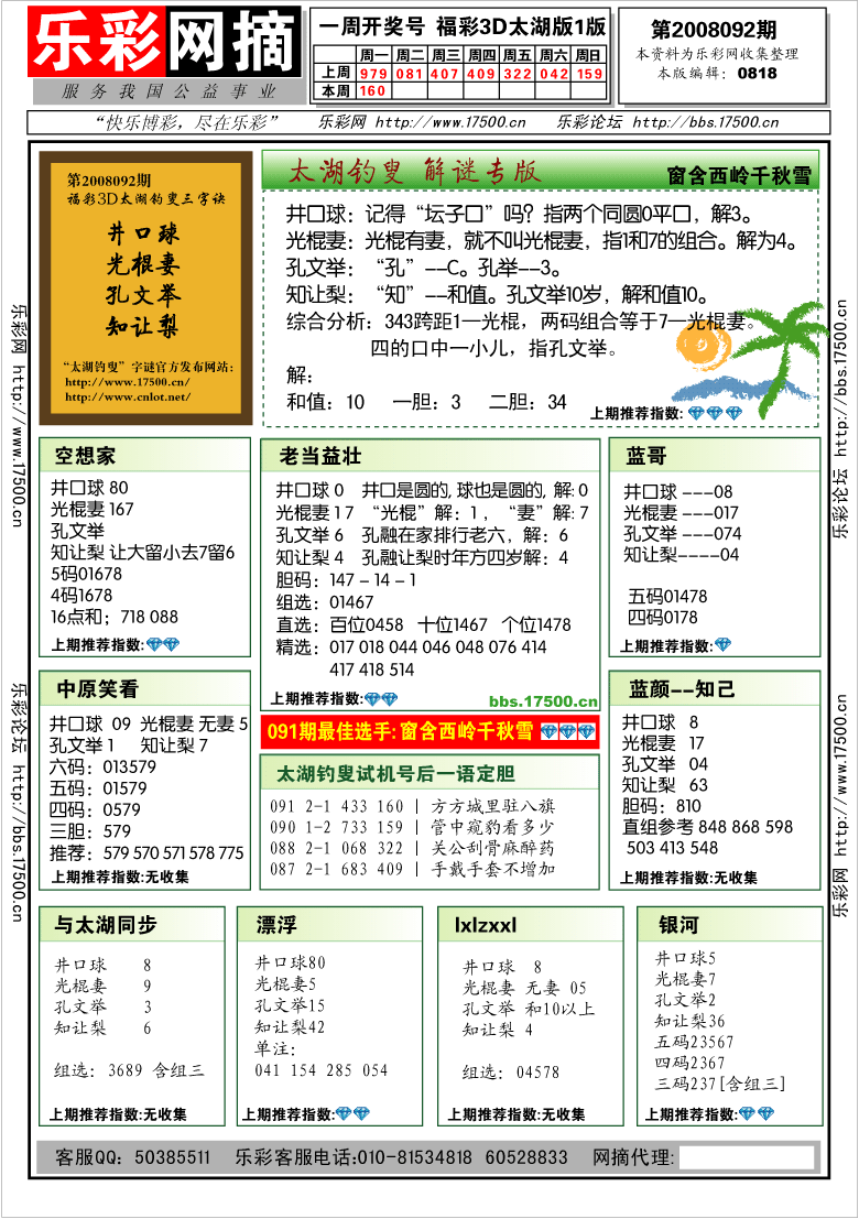 3d太湖钓安字谜三字诀(福彩3d太湖钓叟三字诀每天更新)